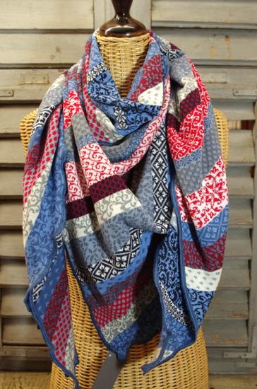 Preview: Invero Dreiecktuch Grace Ahoi, maritime Farben, Biobaumwolle